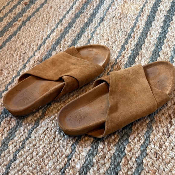 beek Suede Cross-Band Slide Sandals in Tan Suede - Picture 2 of 5